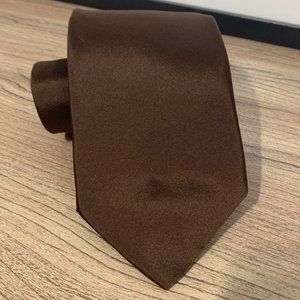 HUGO BOSS Brown Sheen Solid Silk Neck Tie